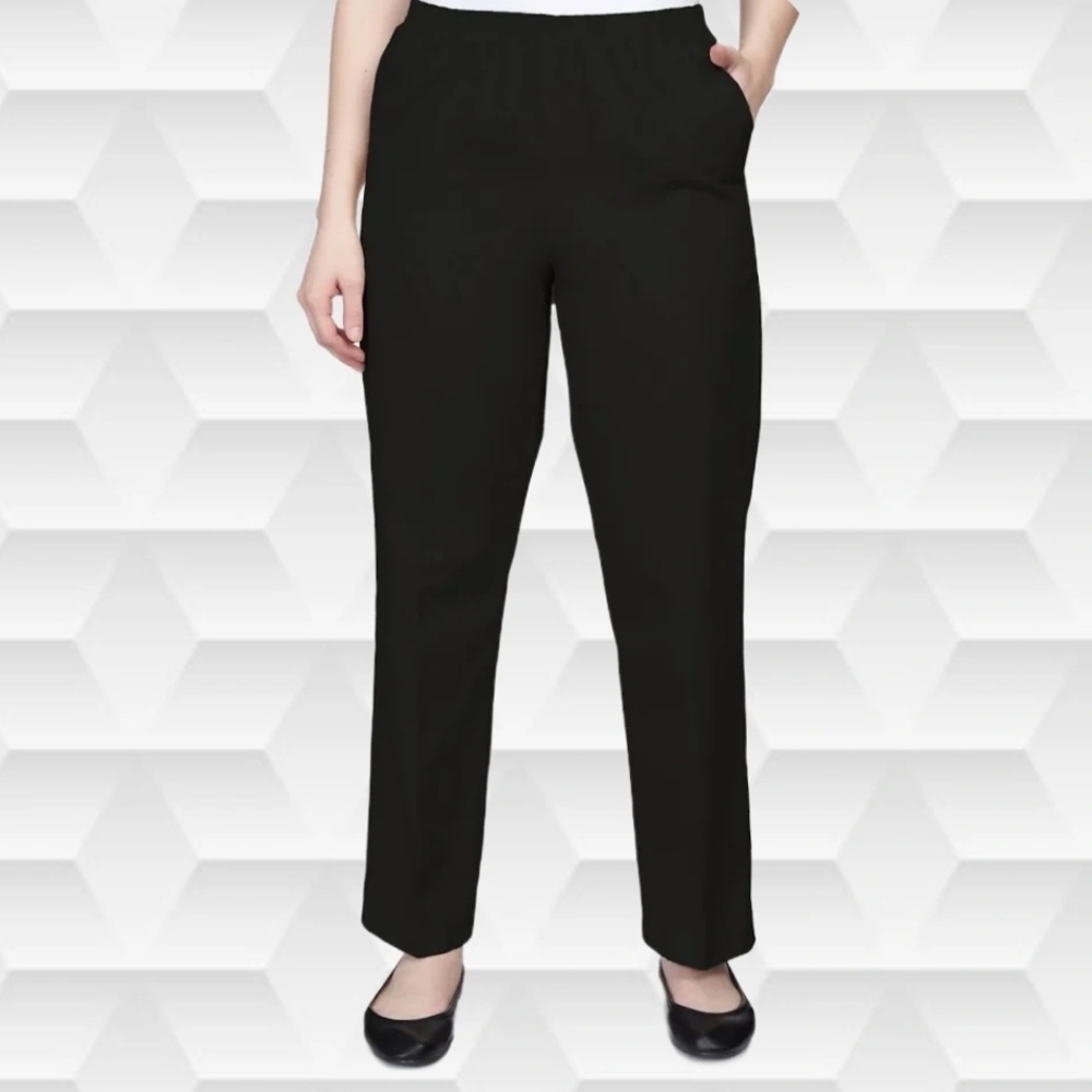 Alfred Dunner Petite Black Elastic Waist Slacks  18P SHORT.